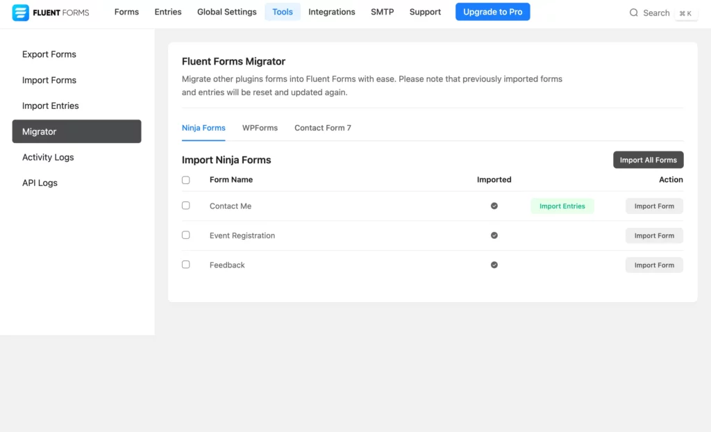 Import forms from other form plugins